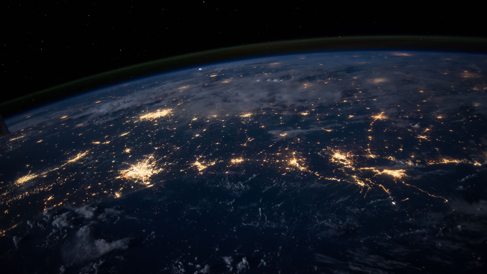 Glowing global network of connected points