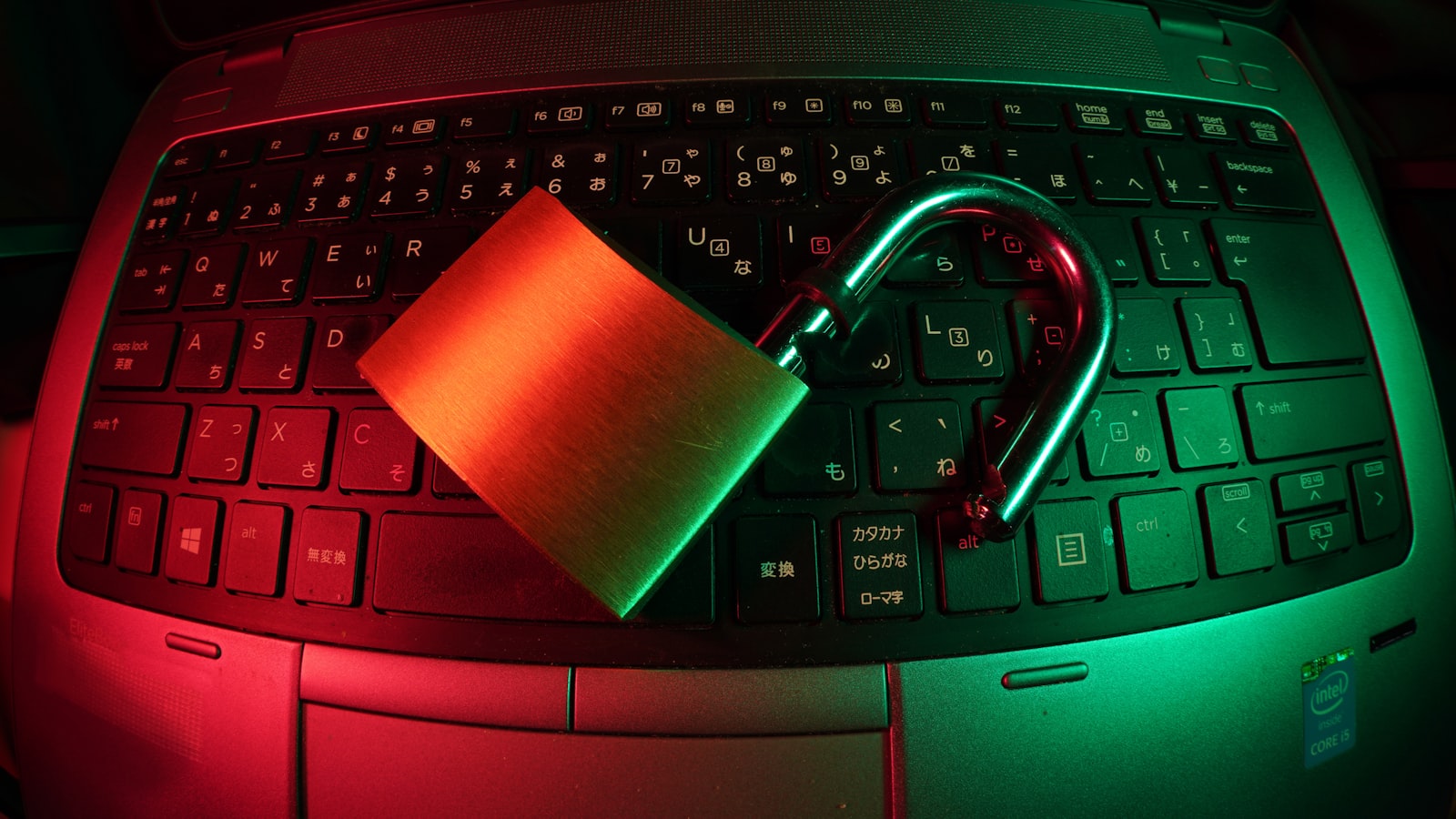 Abstract padlock made of light